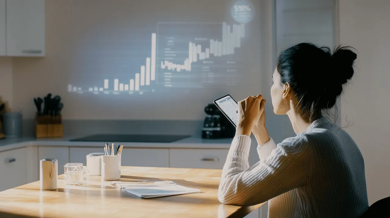 Customer comparing energy supplier prices at home