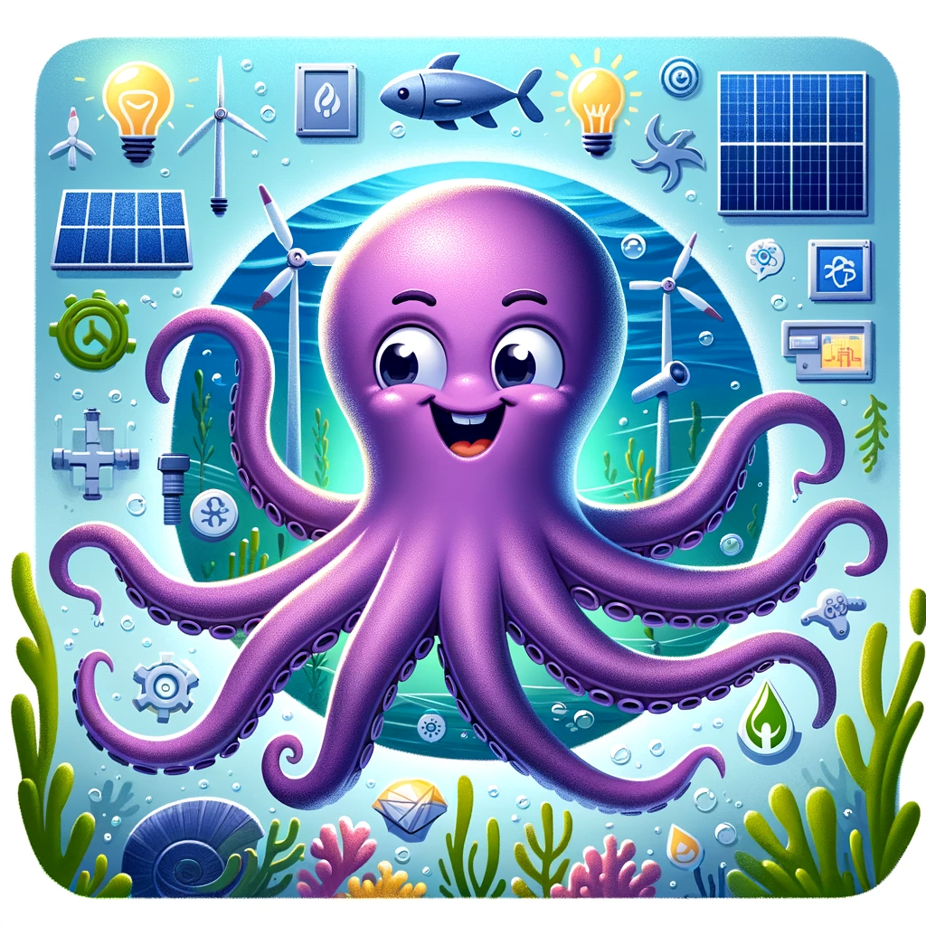 An Octopus surrounded by energy related icons